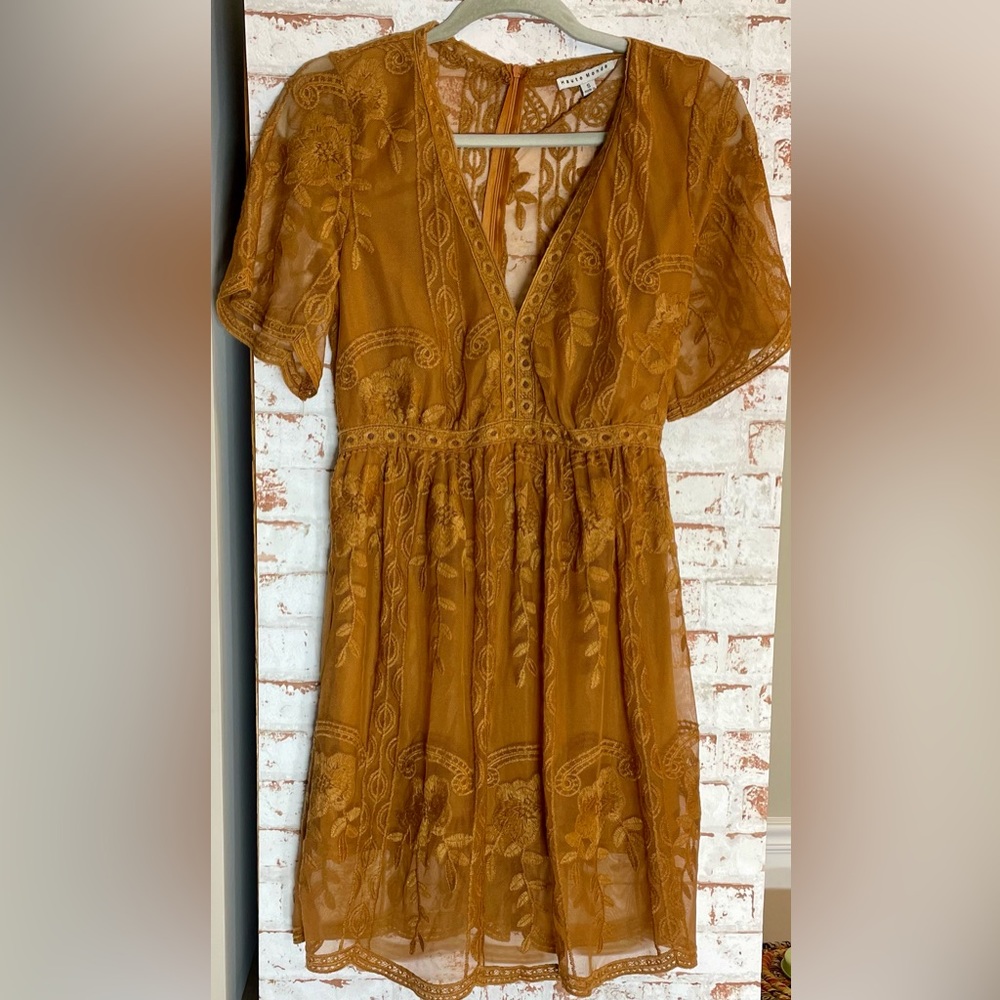 Haute Monde Golden Brown Midi Dress Size S